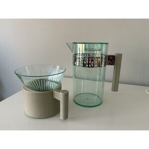 Starbucks Iced Coffee Pour Over Pitcher Green BPA Free 2013 Cone Pitcher Lid EUC